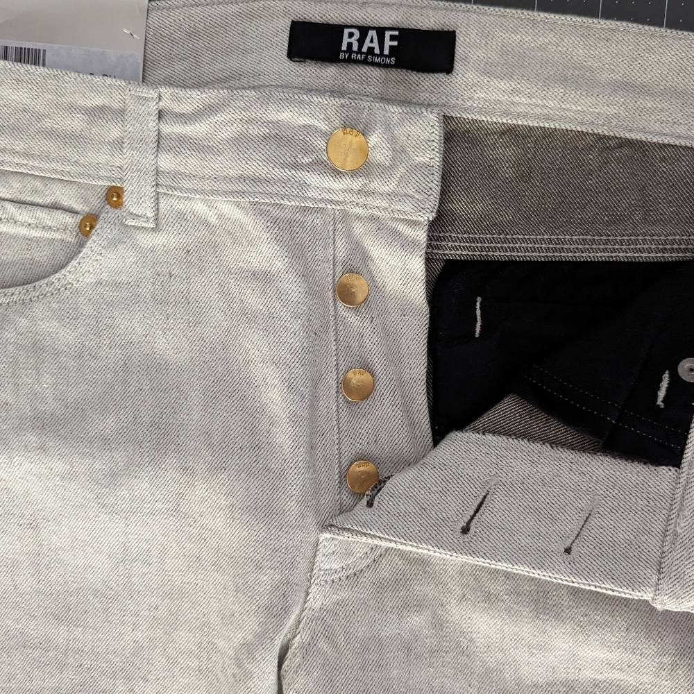 Raf Simons Men's White Denim Slim Straight Fit Tapered Jeans Italy 32 - Picture 3 of 14